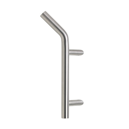 4007_Haustürgriff Elan - Gebogener Edelstahlhaustürgriff mit 210 mm Bohrabstand und 45°Sockel