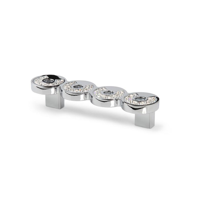 Kristall-Bügelgriff Calanthe mit vier runden Kristallelementen, Chrom glänzend, Lochabstand 96 mm