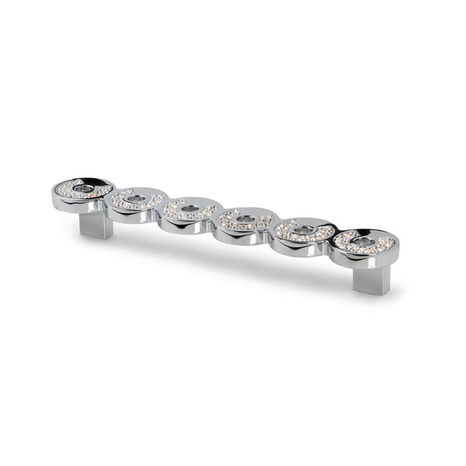 Kristall-Bügelgriff Calanthe mit sechs runden Kristallelementen, Chrom glänzend, Lochabstand 160 mm