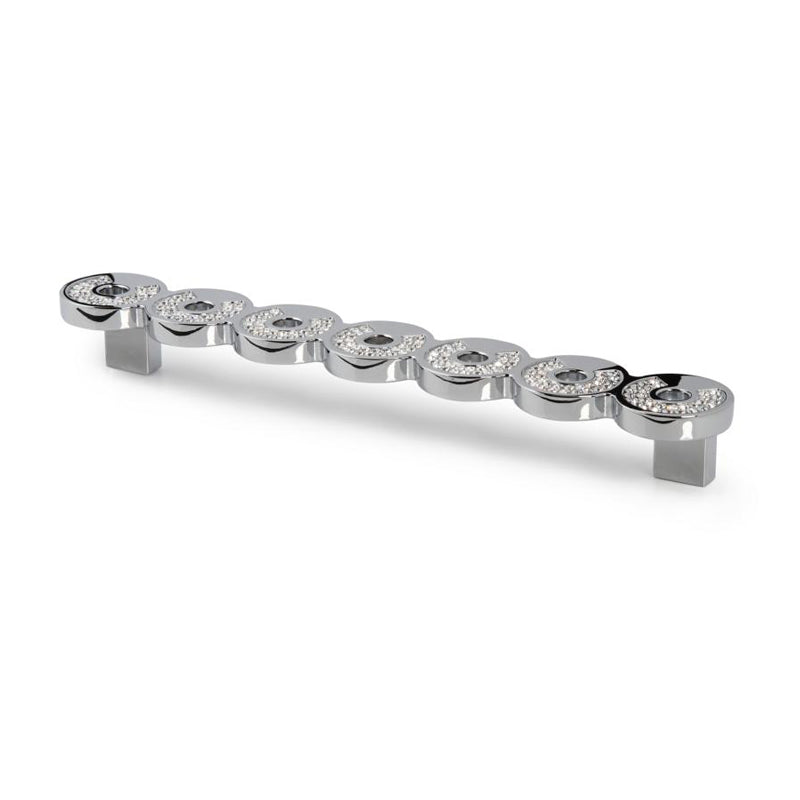 Kristall-Bügelgriff Calanthe mit sieben runden Kristallelementen, Chrom glänzend, Lochabstand 192 mm