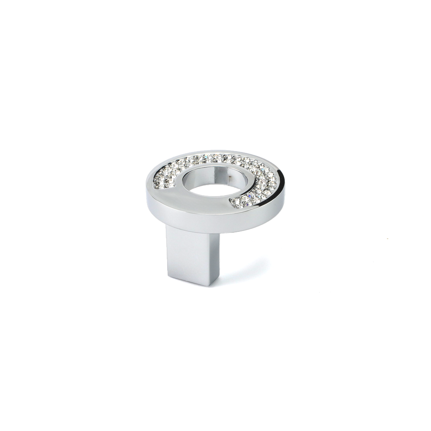 Kristall-Möbelknopf Calanthe groß mit einem runden Kristallelement Ø 48 mm in Chrom glänzend galvanisiert