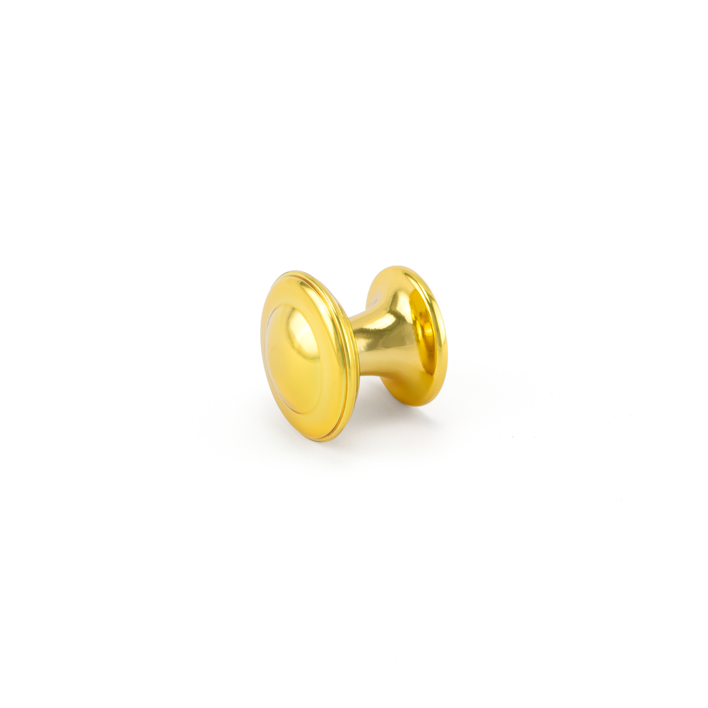 Möbelknopf Manolya 30 mm in Gold glänzend liegend auf weißem Hintergrund