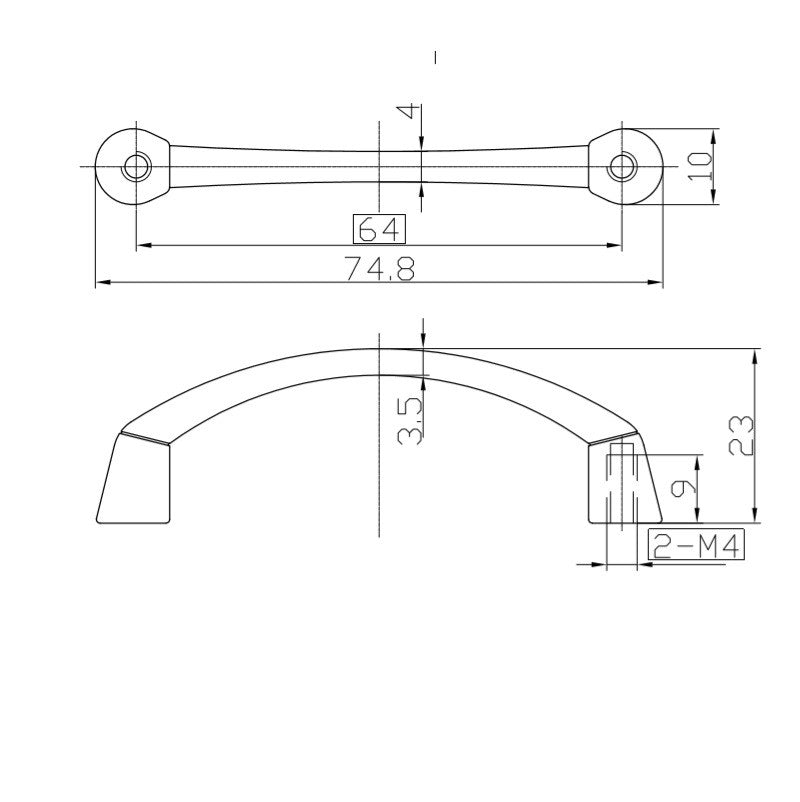 Technische Zeichnung für den Design-Bügelgriff Airin