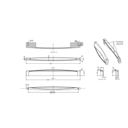 3140_Technische Zeichung_Griffleiste Velto in Edelstahleffekt und 320 mm Bohrabstand