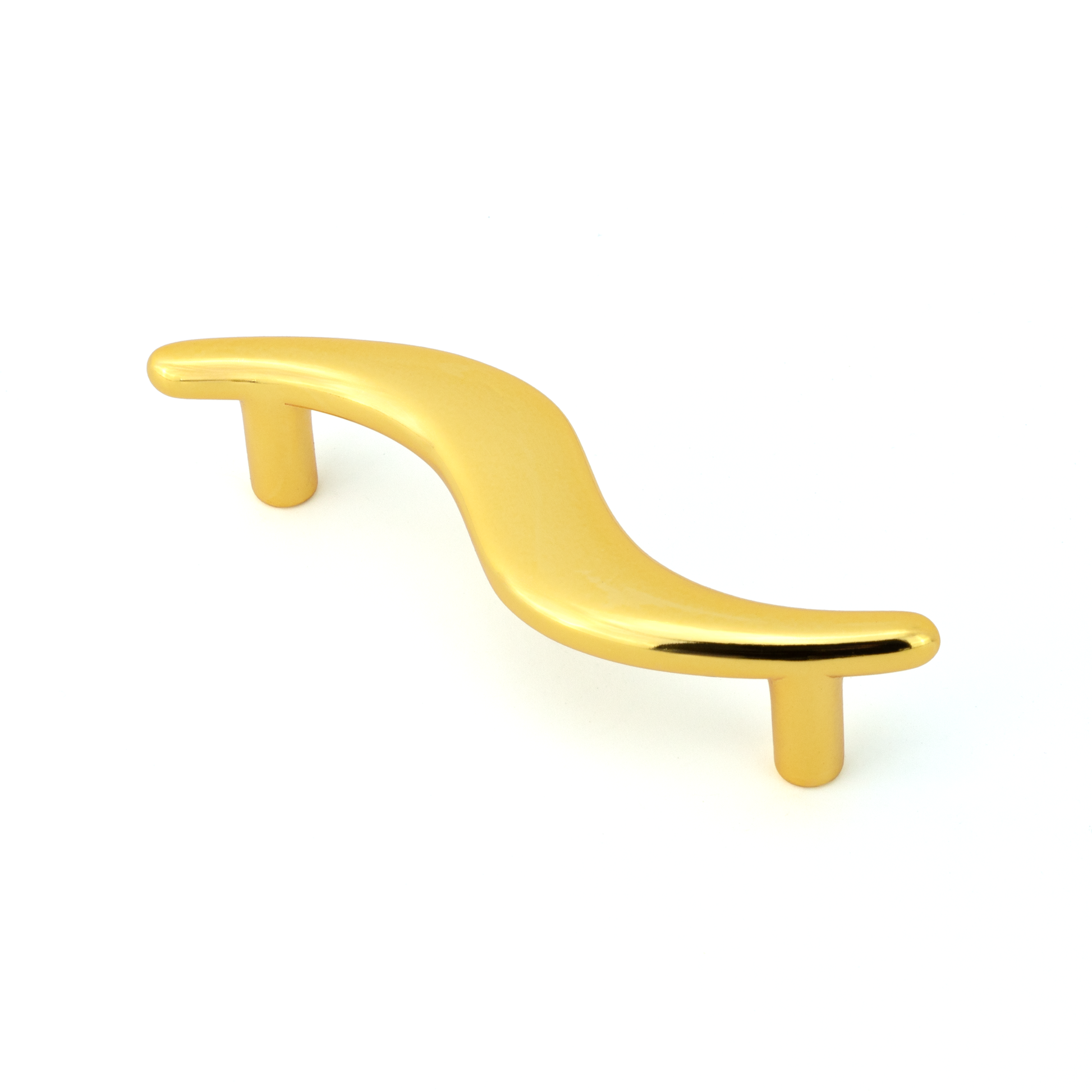 Buegelgriff Valdrin 64 mm Gold glänzend stehend auf weissem Hintergrund