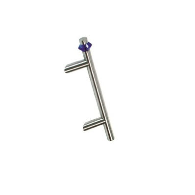 Haustürgriff Cyrus - schräger Rohrgriff mit blauem trapezförmigen Designelement mit 210 mm Lochabstand
