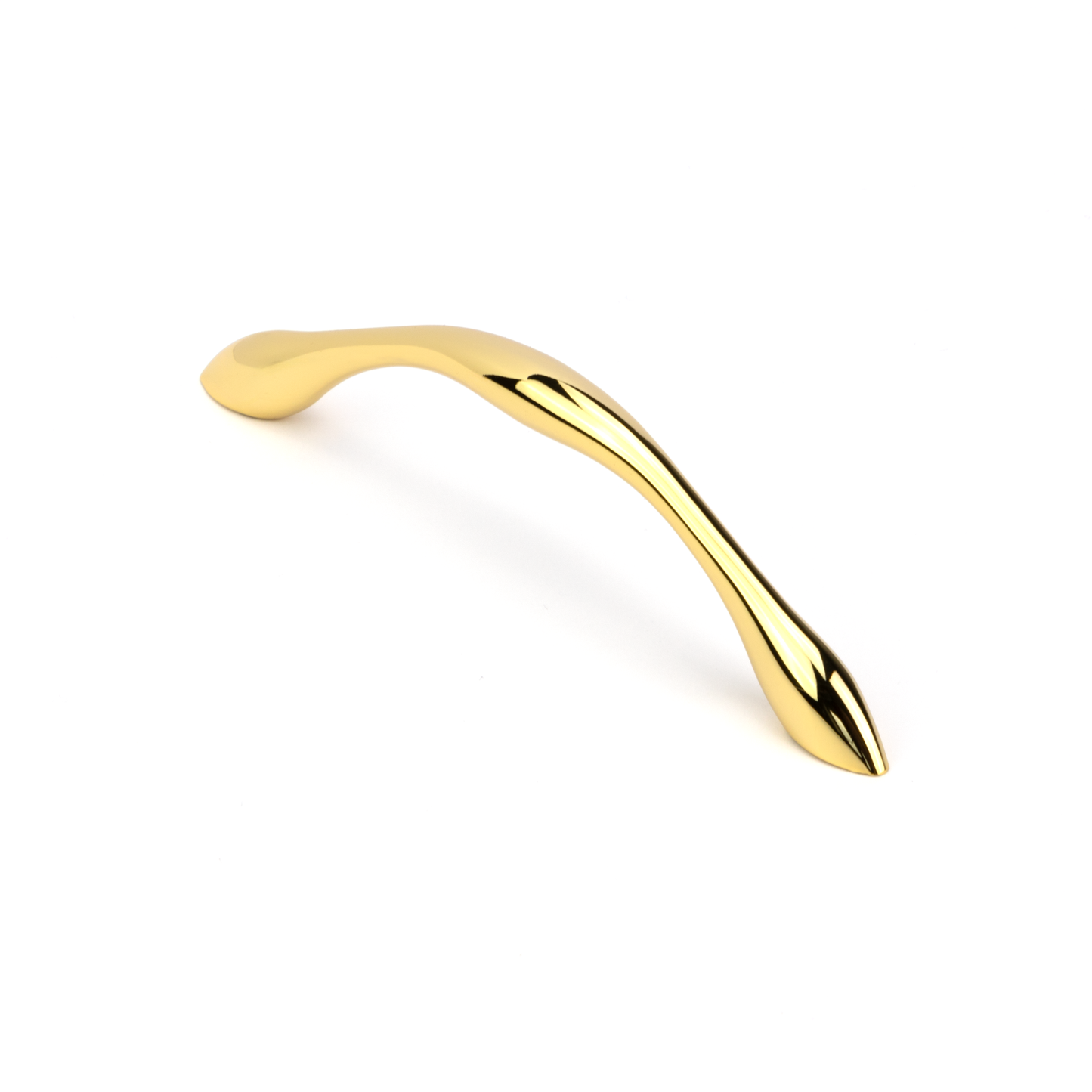 Bogengriff Aglaja 96 mm Gold glaenzend galvanisiert stehend auf weissem Hintergrund