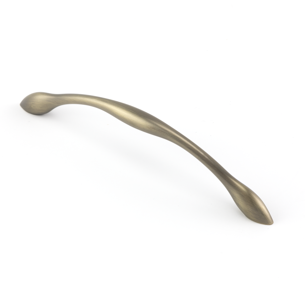 Bogengriff Aglaja 128 mm Antik Gold galvanisiert stehend auf weißem Hintergrund