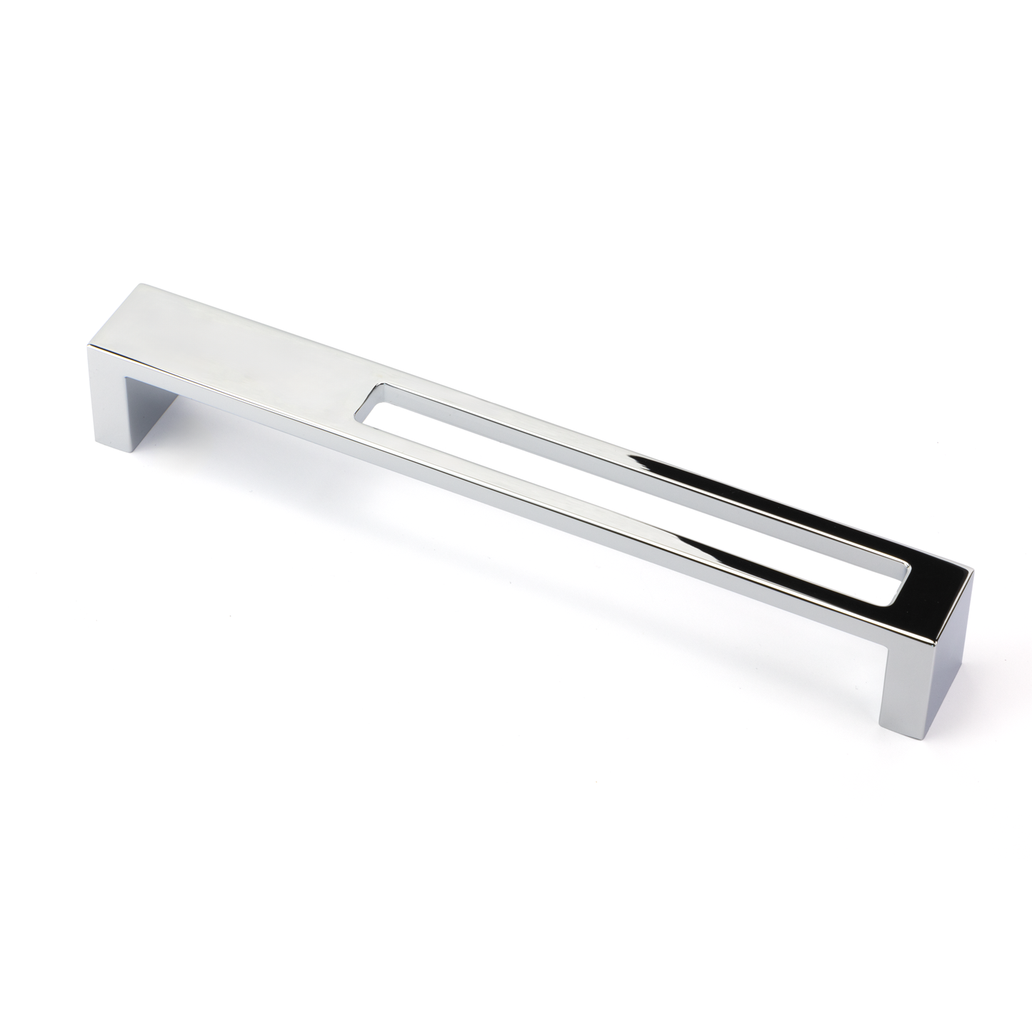Design-Bügelgriff Alnus 192 mm in Chrom glänzend auf weißem Hintergrund 2
