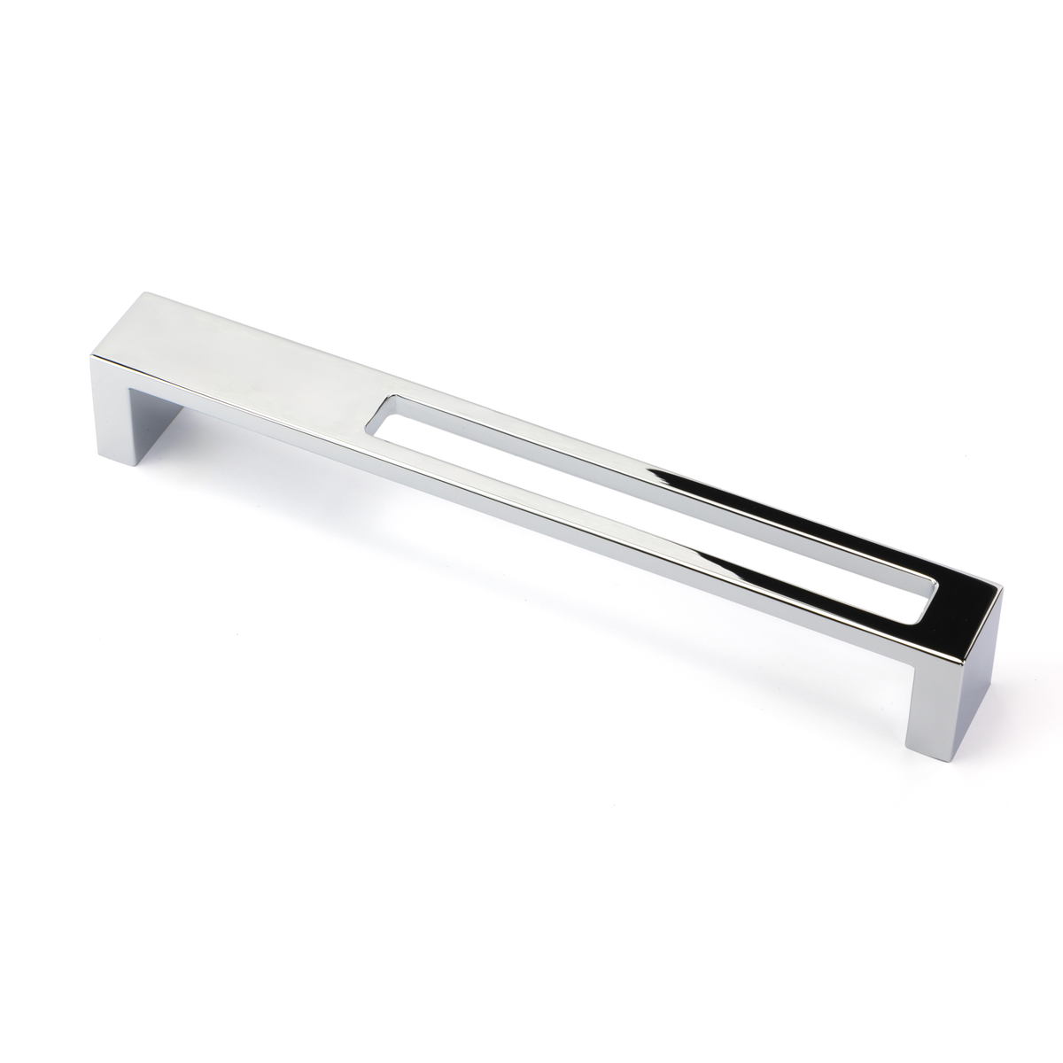 Design-Bügelgriff Alnus 192 mm in Chrom glänzend auf weißem Hintergrund 2