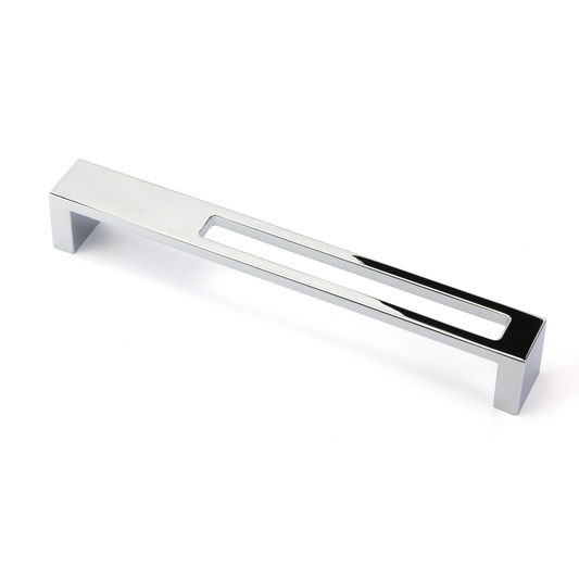 Design-Bügelgriff Alnus 192 mm in Chrom glänzend auf weißem Hintergrund 2