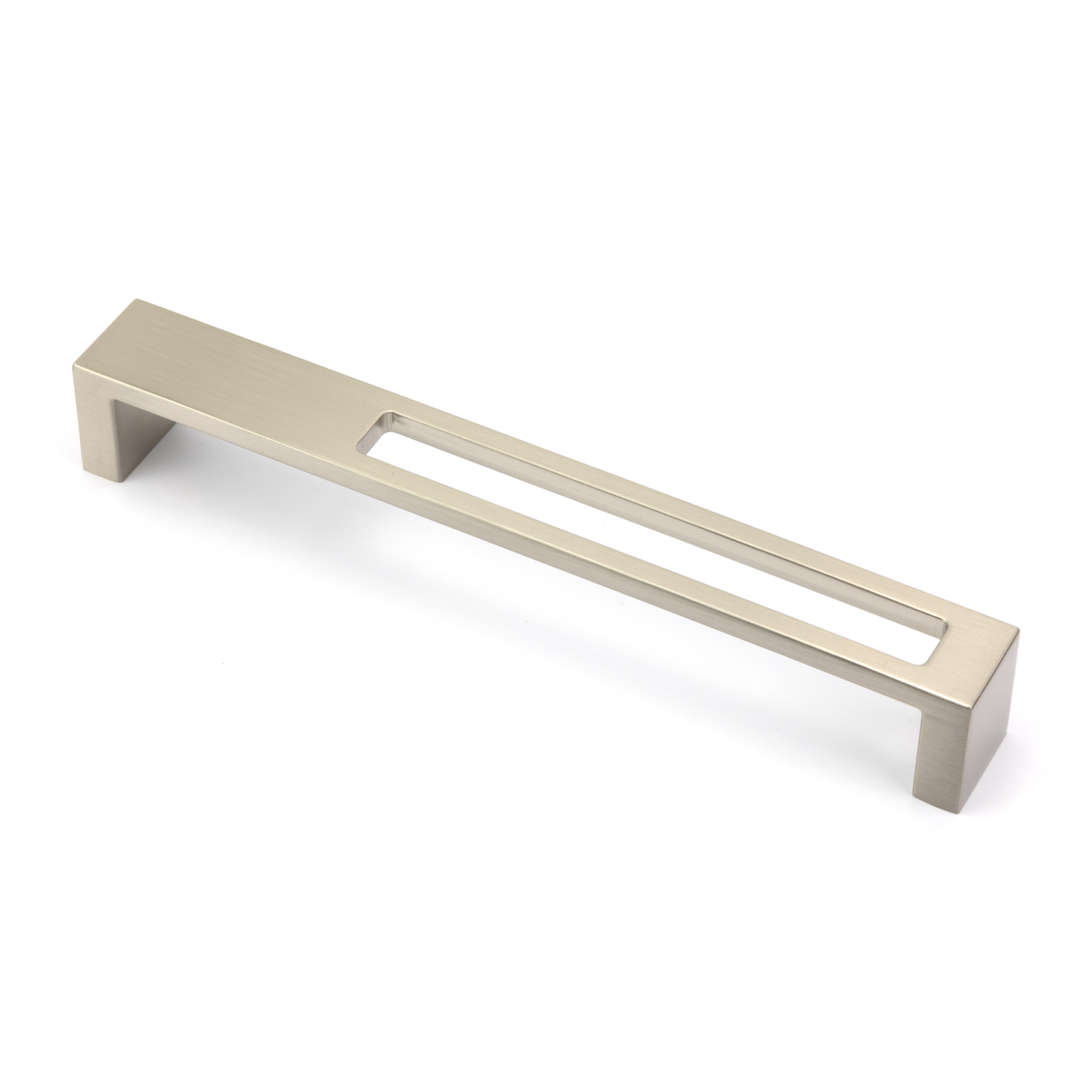 Design-Bügelgriff Alnus 192 mm in Edelstahleffekt auf weißem Hintergrund 