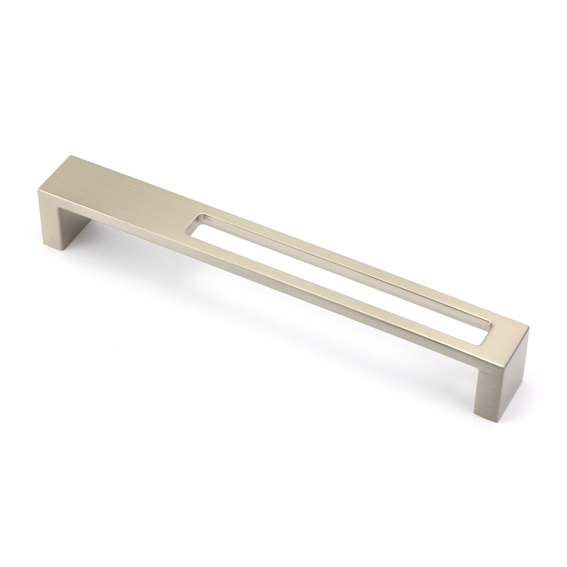 Design-Bügelgriff Alnus 192 mm in Edelstahleffekt auf weißem Hintergrund