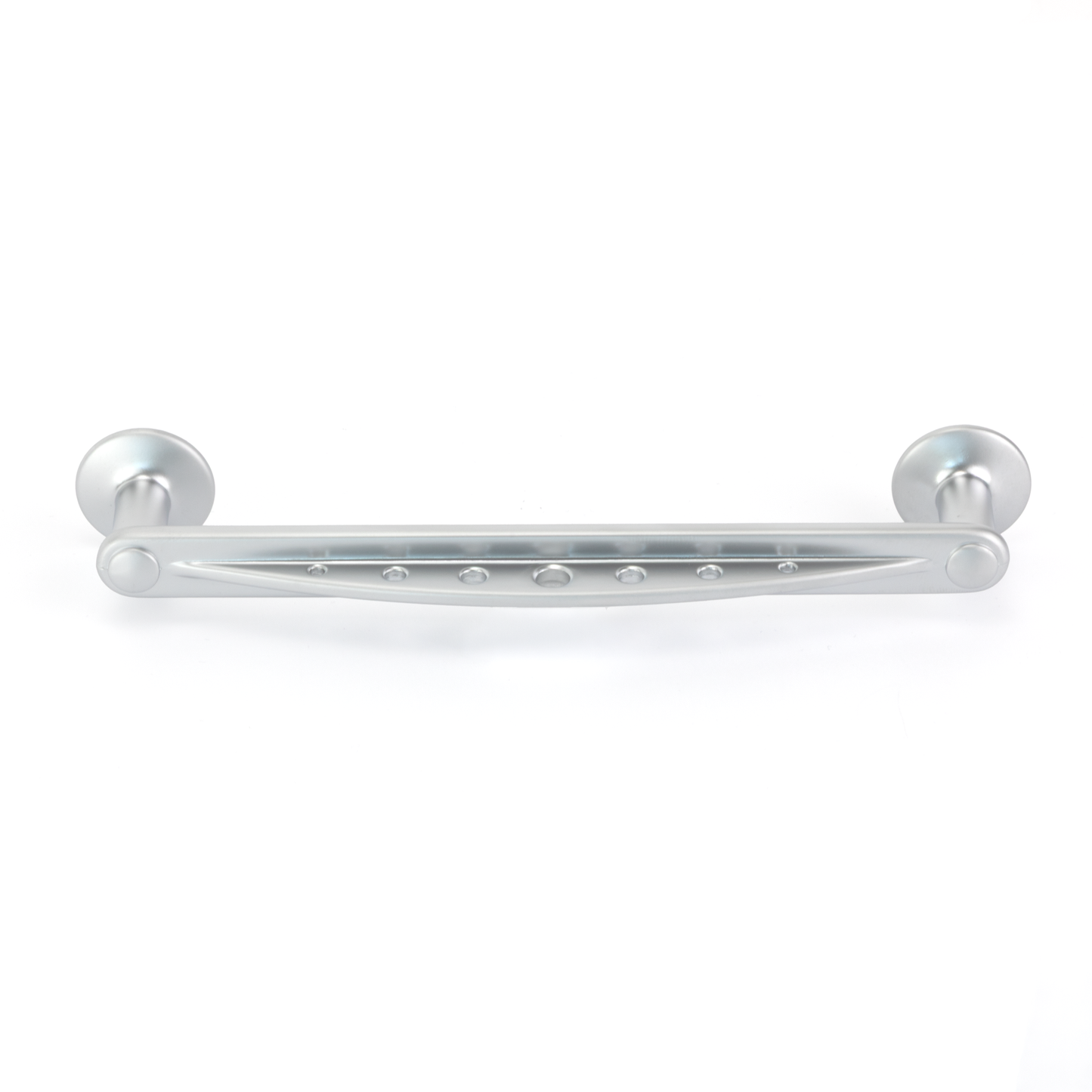 Bügelgriff Aloe 128 mm in Chrom matt frontal liegend auf weißem Hintergrund
