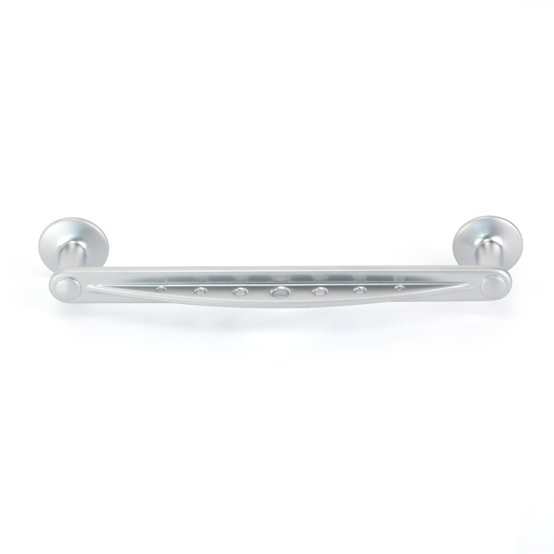 Bügelgriff Aloe 128 mm in Chrom matt frontal liegend auf weißem Hintergrund
