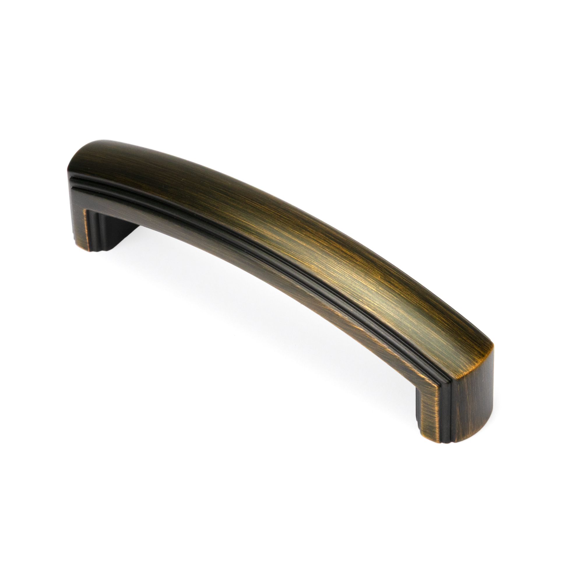 Antik-Bügelgriff Zimanga 96 mm Antik Gold galvanisiert stehend auf weißem Hintergrund