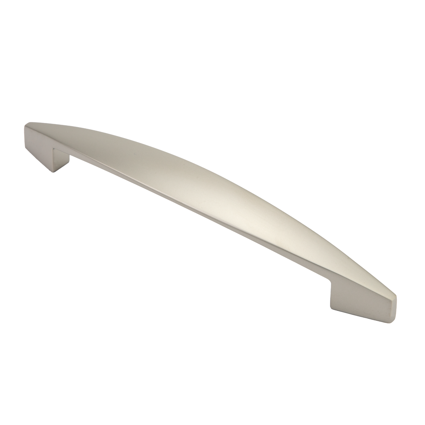 Design-Bügelgriff Aphelandra 160 mm in Nickel matt auf weißem Hintergrund 