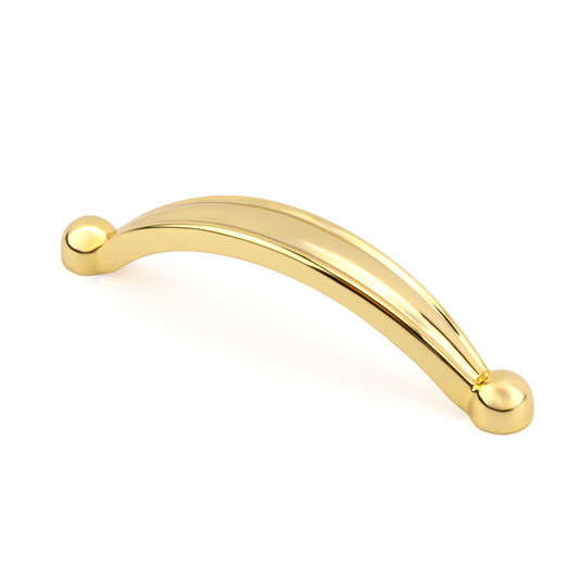 Bogengriff Agata 96 mm Gold glänzend stehend auf weißem Hintergrund