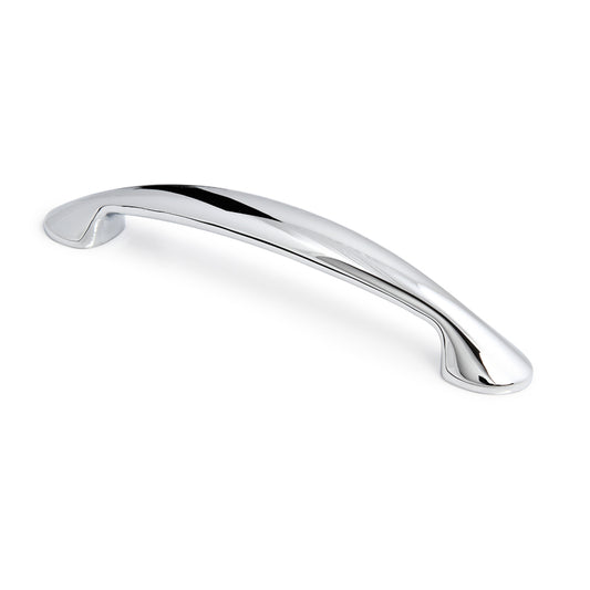 Bogengriff Dara 128 mm Chrom glänzend galvanisiert stehend auf weißem Hintergrund