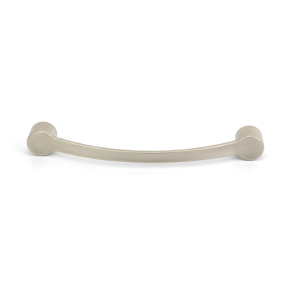 Bügelgriff Bonnie 128 mm in Nickel matt frontal liegend auf weißem Hintergrund
