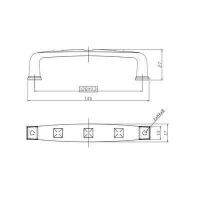 Technische Zeichnung Bügelgriff Vinca auf weißem Hintergrund