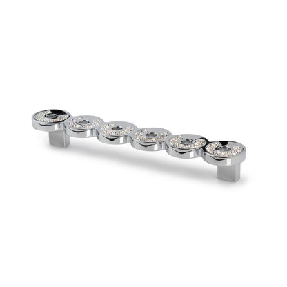 Kristall-Bügelgriff Calanthe mit sechs runden Kristallelementen, Chrom glänzend, Lochabstand 160 mm