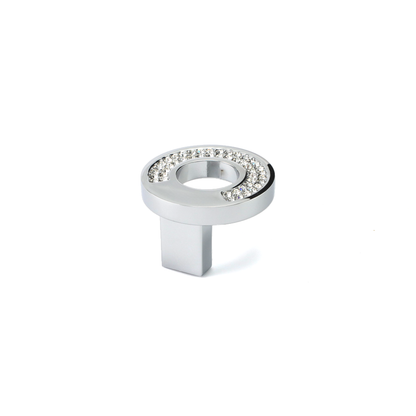 Kristall-Möbelknopf Calanthe groß mit einem runden Kristallelement Ø 48 mm in Chrom glänzend galvanisiert