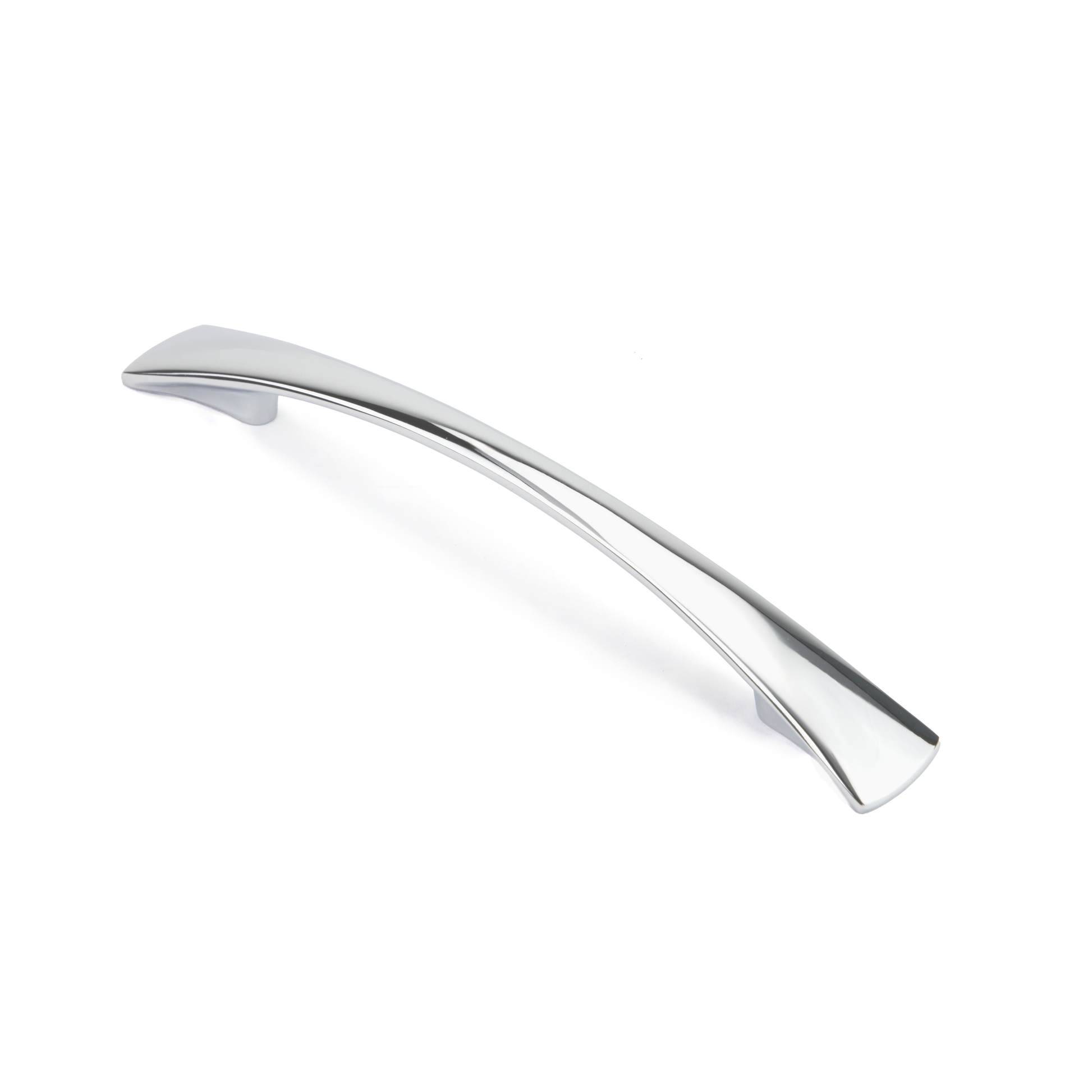 Möbelgriff Dalya in Chrom glänzend galvanisiert mit 128 mm auf weißem Hintergrund