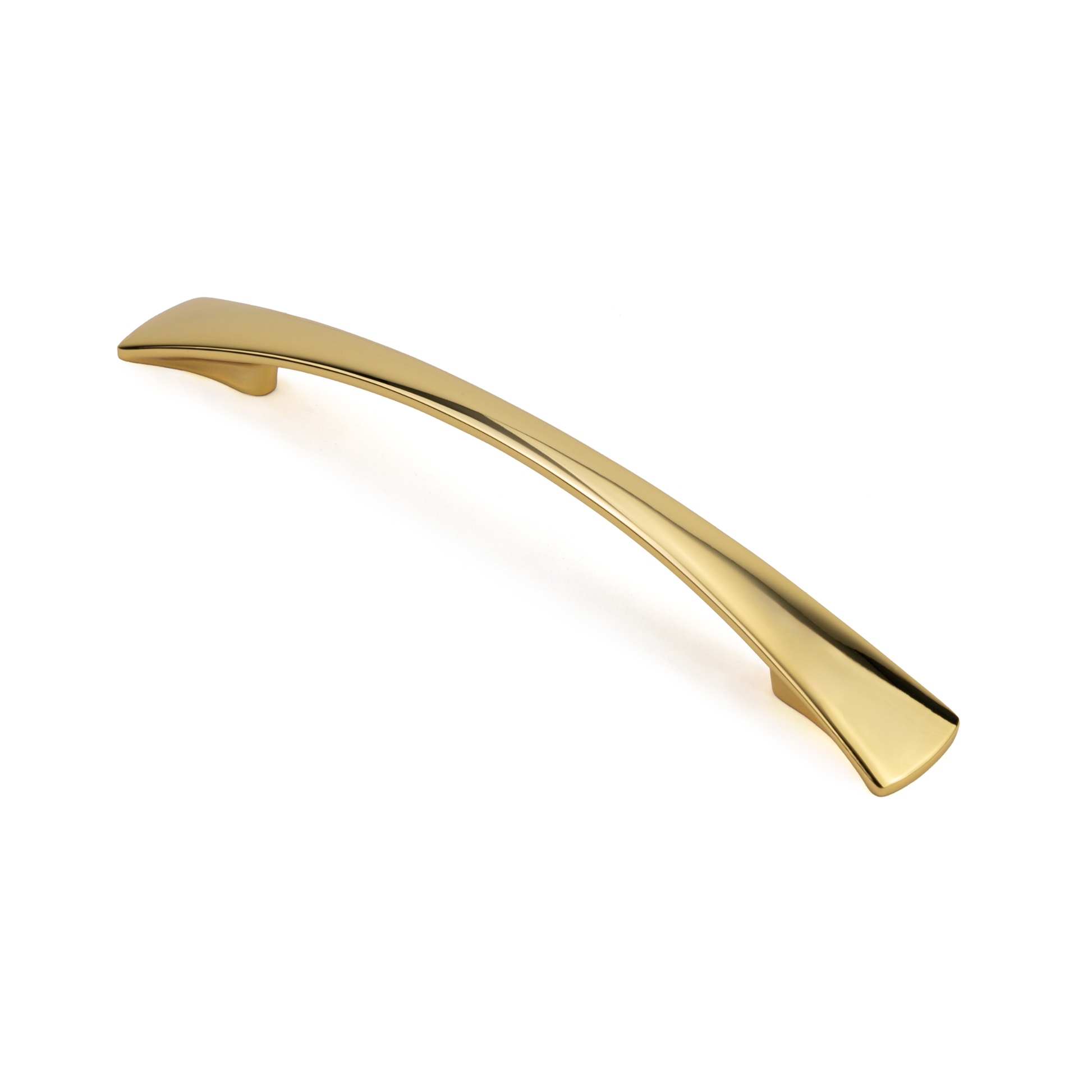 Design-Bogengriff Dalya in Gold glänzend galvanisiert mit 128 mm auf weißem Hintergrund