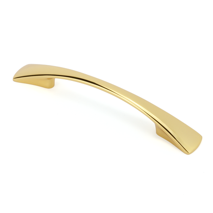 Design-Bogengriff Dalya in Gold glänzend galvanisiert mit 96 mm auf weißem Hintergrund