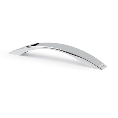 Design-Bogengriff Ralitsa 160 mm Chrom glänzend galvanisiert stehend auf weißem Hintergrund