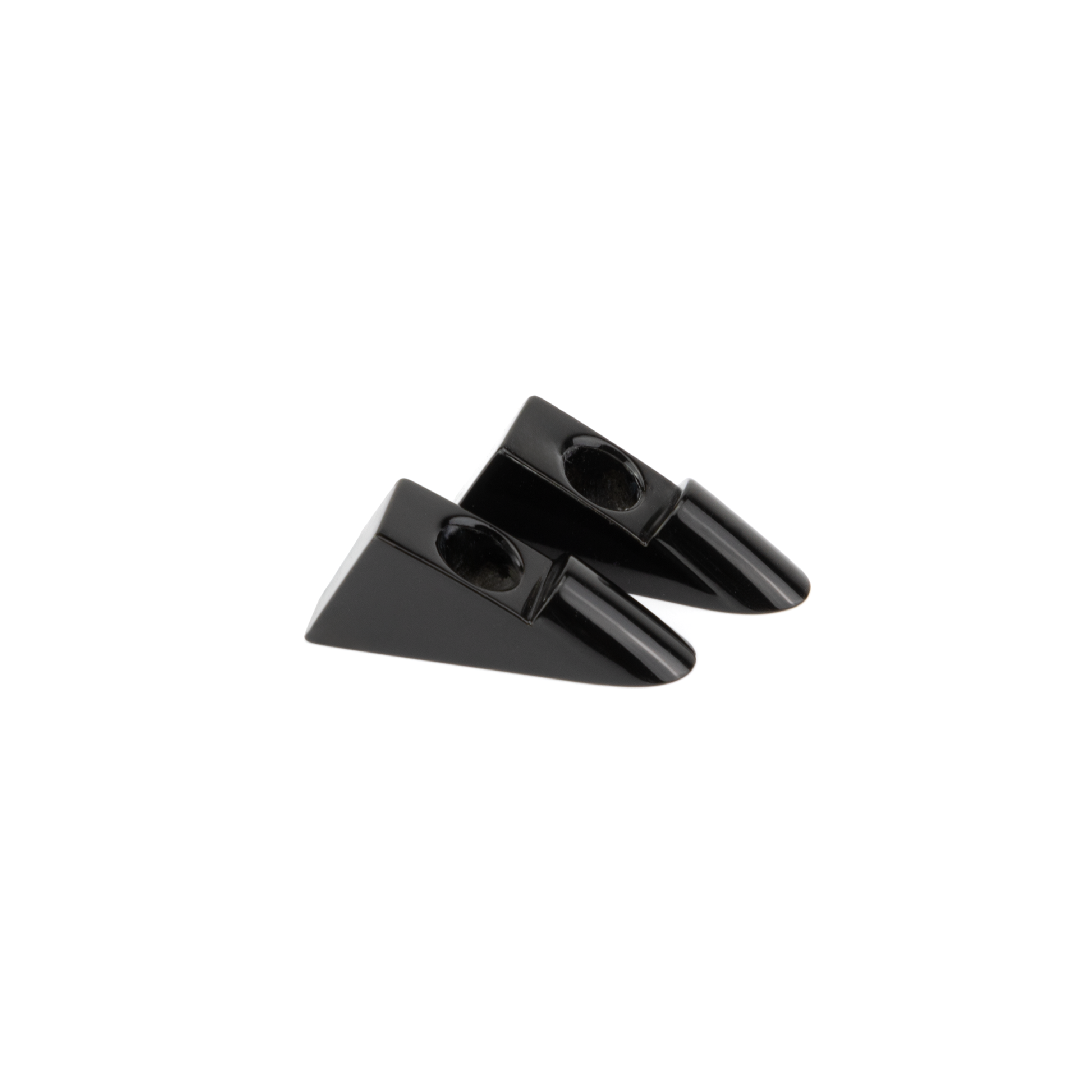 Grifffuss des Design-Bogengriff Ruza 96 mm in Schwarz glaenzend lackiert auf weissem Hintergrund