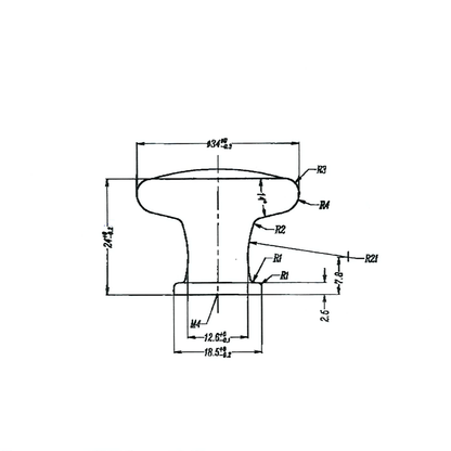 Technische Zeichnung Design-Möbelknopf Inula auf weißem Hintergrund
