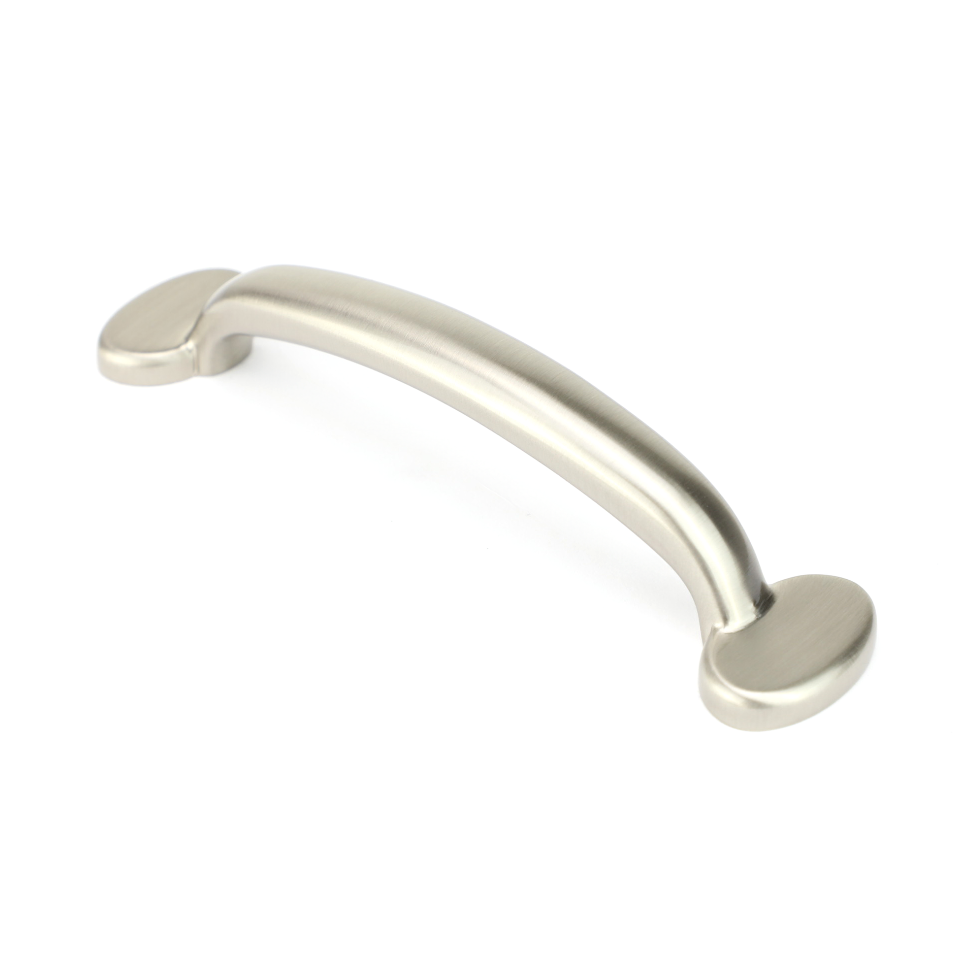 Design-Bügelgriff Febe 96 mm in Edelstahleffekt seitlich stehend auf weißem Hintergrund