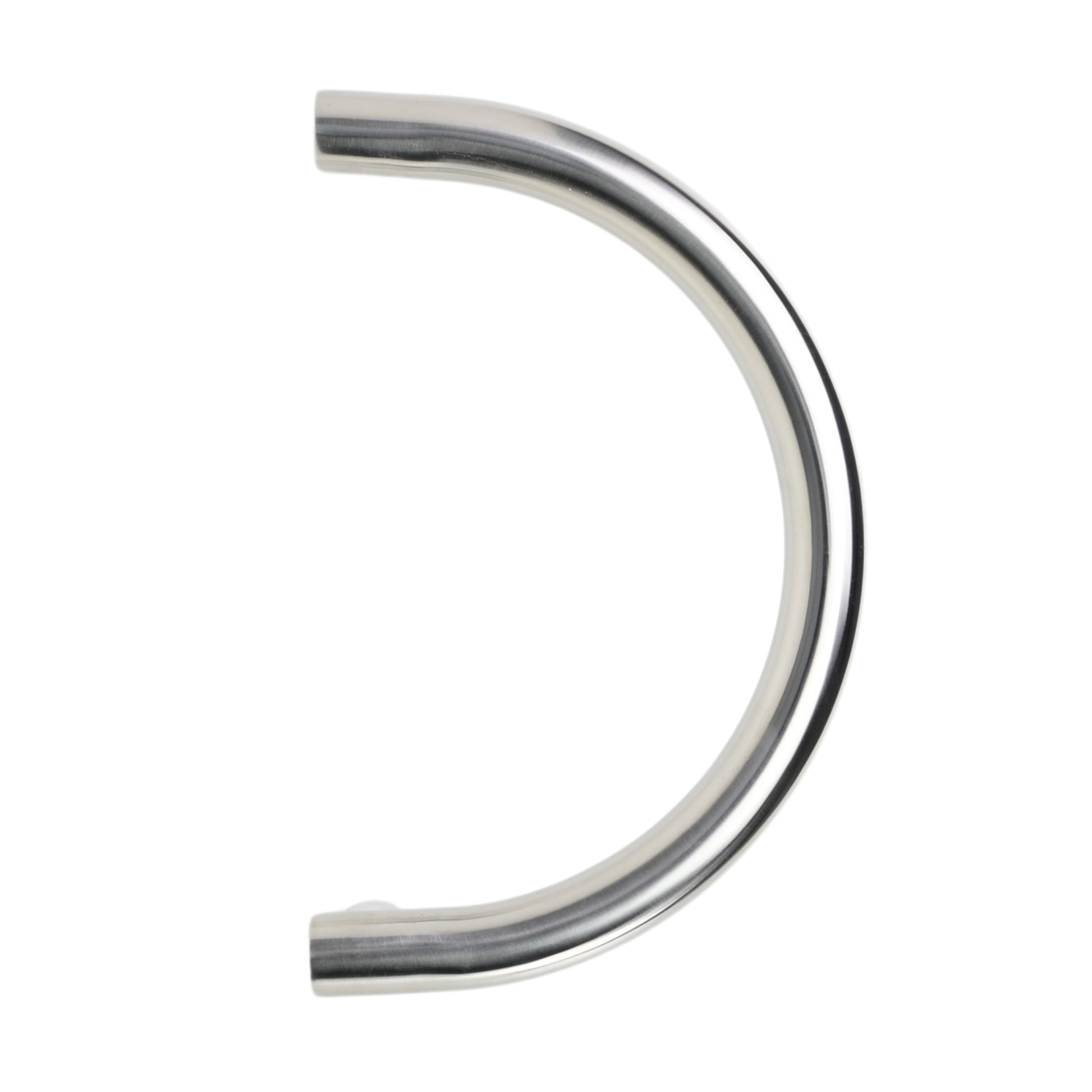 Design Haustürgriff Arcus aus gebürstetem Edelstahl mit halbkreisförmigem Griff, rechts und links montierbar