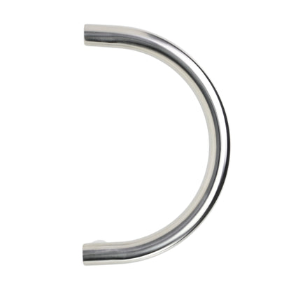 Design Haustürgriff Arcus aus gebürstetem Edelstahl mit halbkreisförmigem Griff, rechts und links montierbar