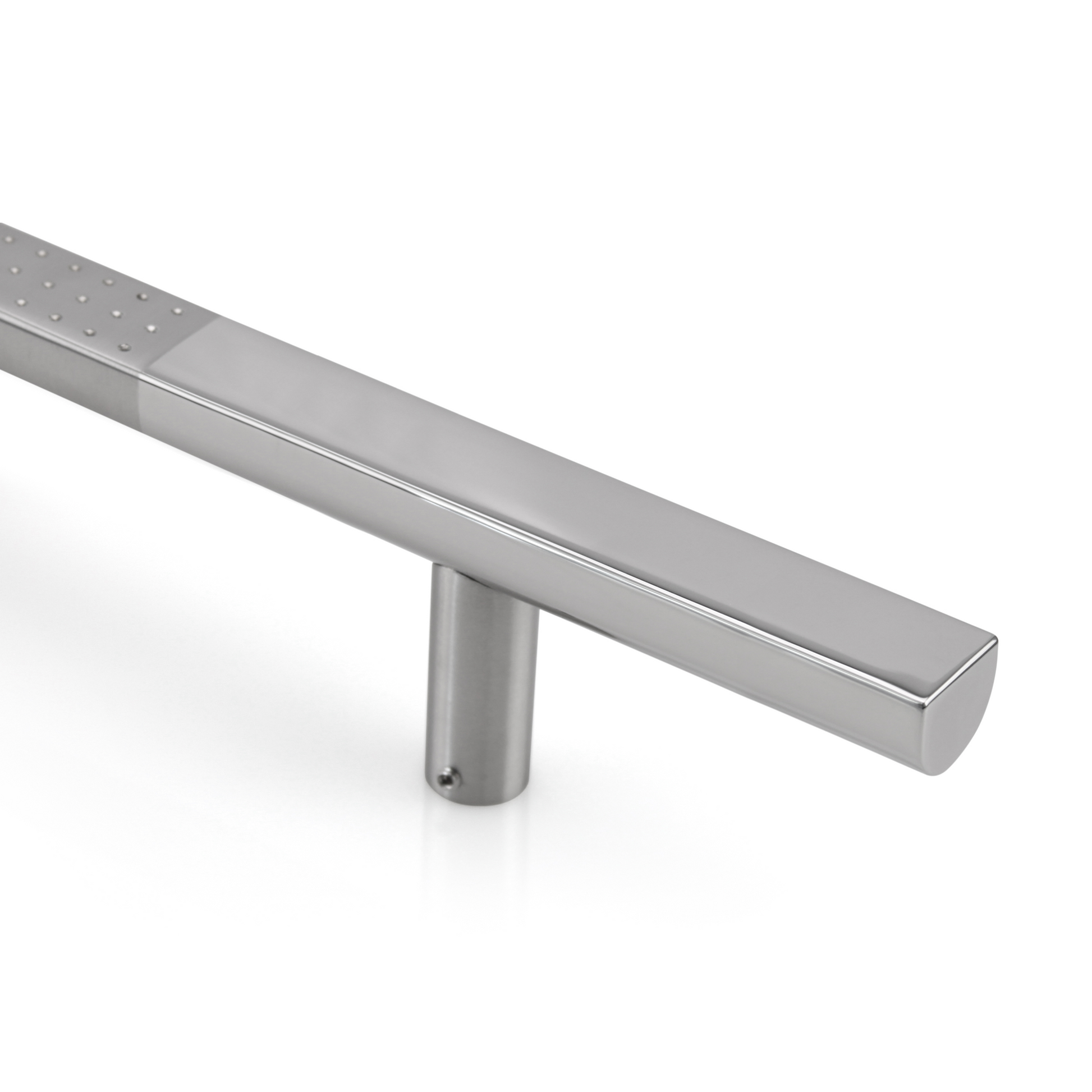 Haustürgriff Hestia 600 mm Edelstahl gebürstet und poliert Länge 1000 mm stehend Detailaufnahme auf weißem Hintergrund
