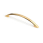Klassischer Bogengriff Hazel 128 mm in Gold glänzend auf weißem Hintergrund