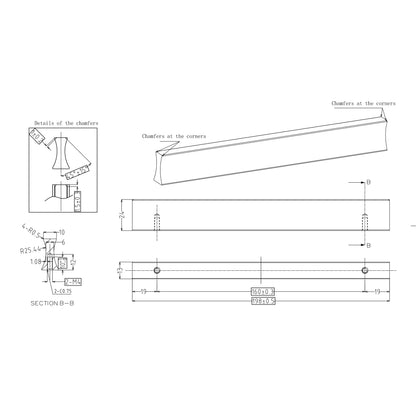 Technische Zeichnung Griffleiste Ilex 160 mm 