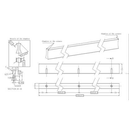 Technische Zeichnung Griffleiste Ilex 320 mm
