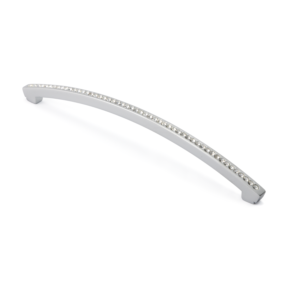 Kristall-Bogengriff Scillia 160 mm Chrom matt galvanisiert stehend auf weißem Hintergrund
