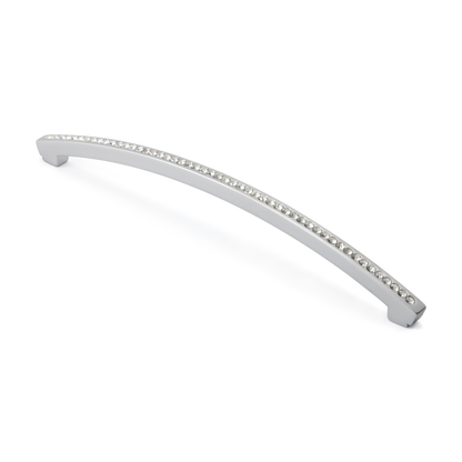 Kristall-Bogengriff Scillia 160 mm Chrom matt galvanisiert stehend auf weißem Hintergrund