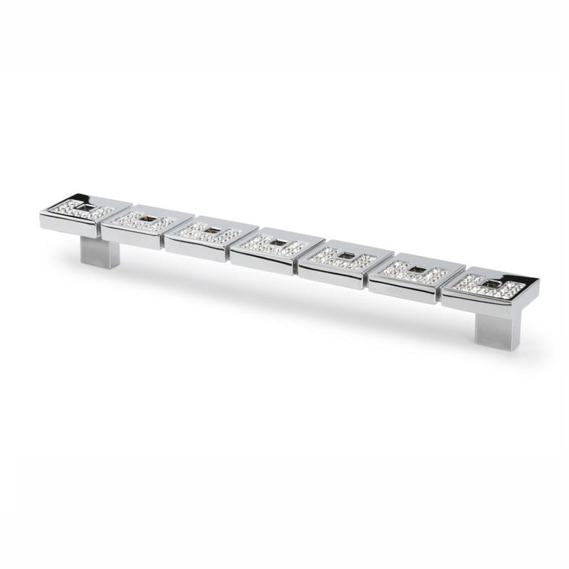 Kristall-Bügelgriff Fiorina 192 mm Chrom glänzend galvanisiert stehend auf weißem Hintergrund