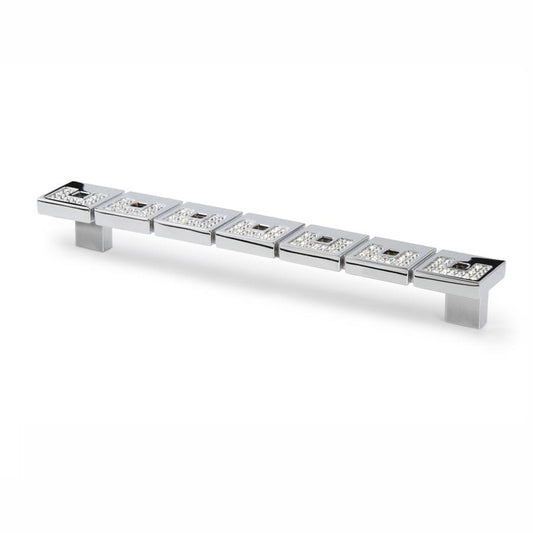 Kristall-Bügelgriff Fiorina 192 mm Chrom glänzend galvanisiert stehend auf weißem Hintergrund