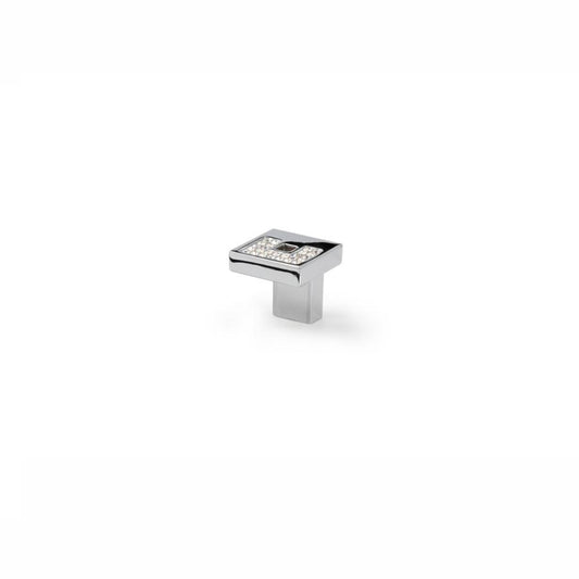 Kristall-Möbelknopf Fiorina 30 × 30 mm Chrom glänzend galvanisiert auf weißem Hintergrund