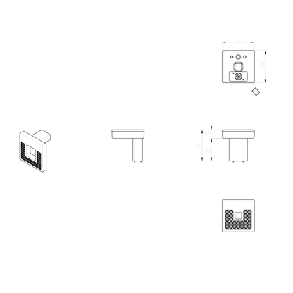 Technische Zeichnung Kristall-Möbelknopf Fiorina klein auf weißem Hintergrund