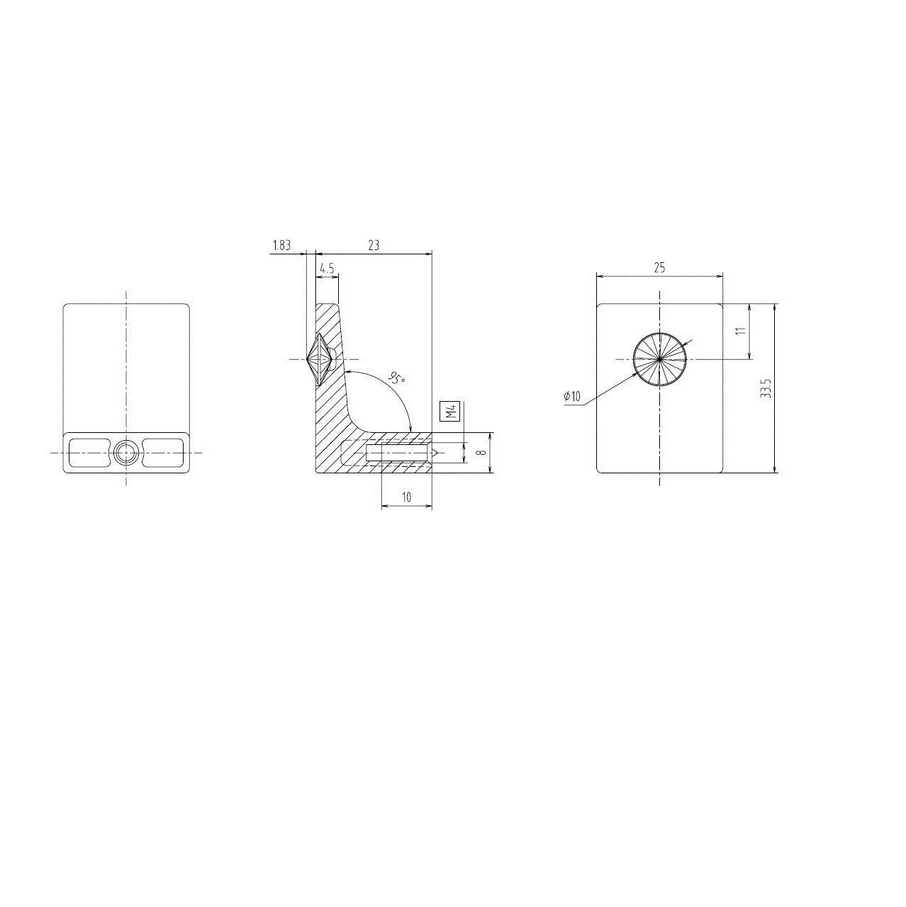 Technische Zeichnung Kristall-Möbelknopf Yoline 33,5 mm