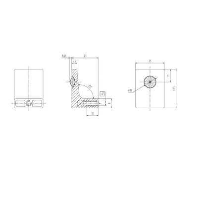 Technische Zeichnung Kristall-Möbelknopf Yoline 33,5 mm