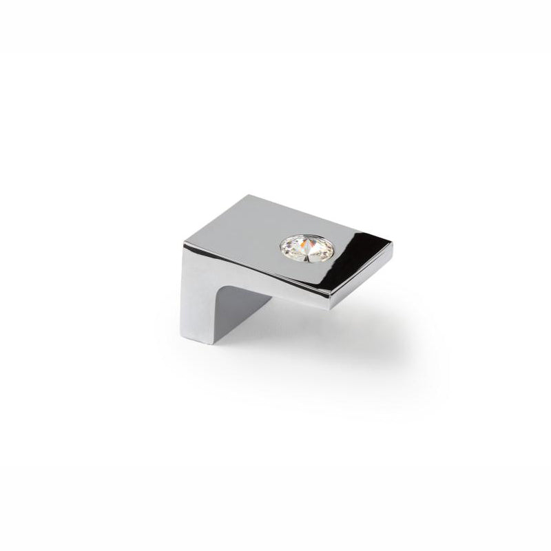 Kristall-Möbelknopf Yoline 40 mm Chrom glänzend galvanisiert stehend auf weißem Hintergrund