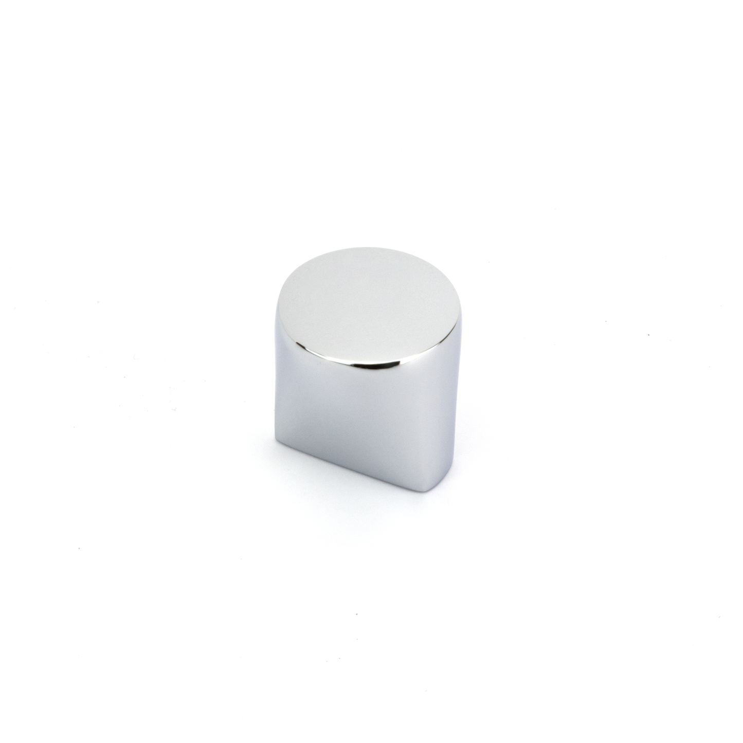 Design-Möbelknopf Lenia 16 mm in Chrom glänzend auf weißem Hintergrund